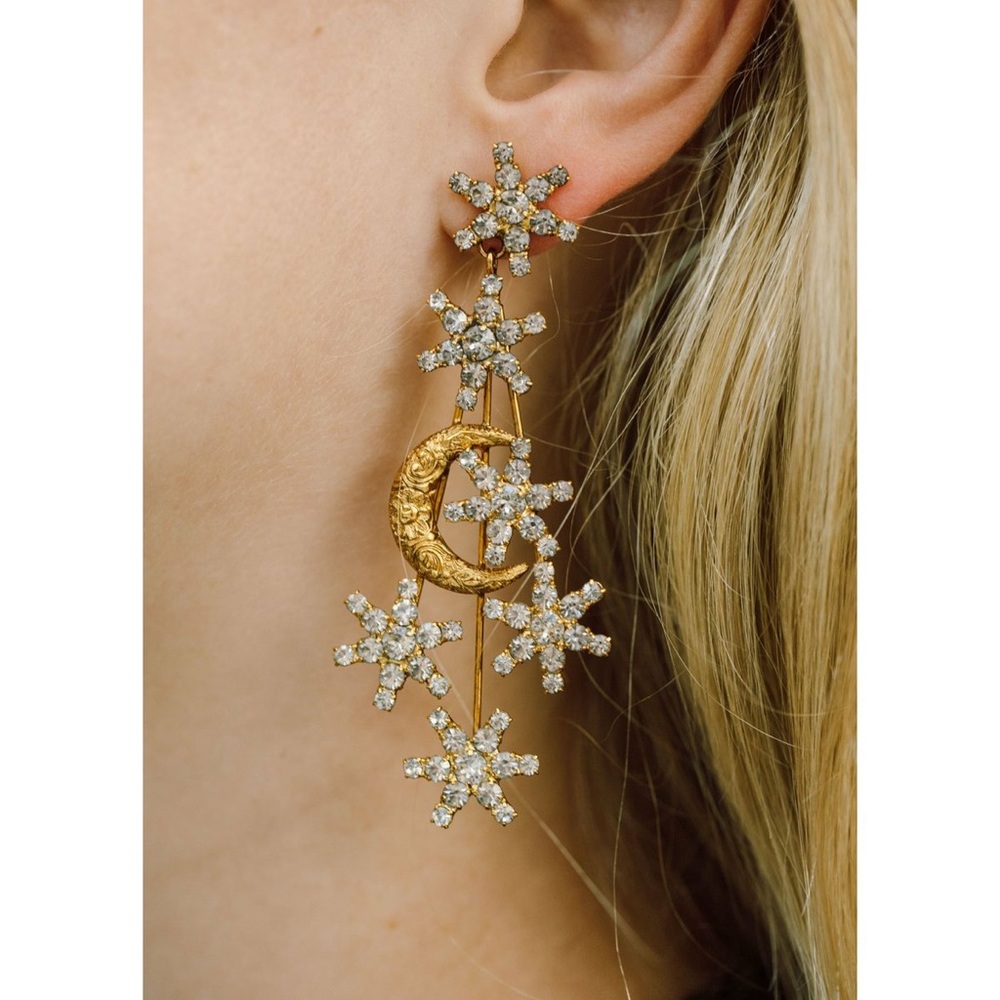 NWOT Jennifer Behr Isolde Moon & Stars Earrings
